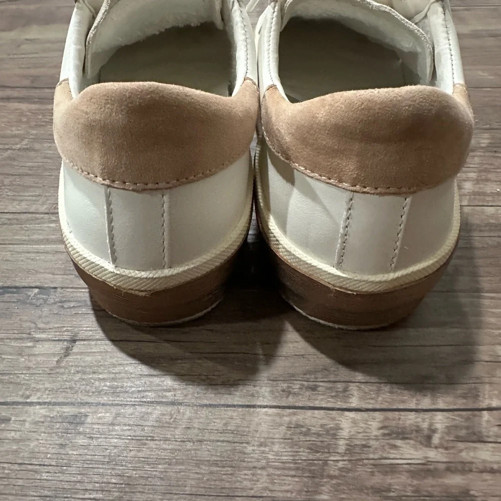 DV by Dolce Vita White and Tan Zina Court Sneakers